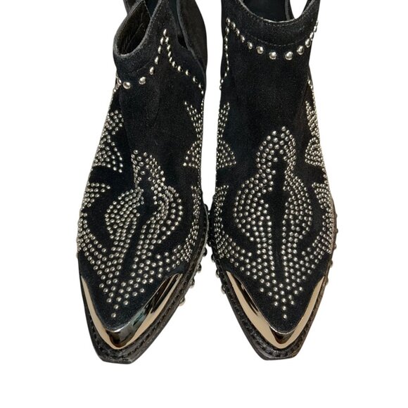 Jeffrey Campbell NEW black studded ankle cowboy boots NEW 8 1/2 - Picture 2 of 6